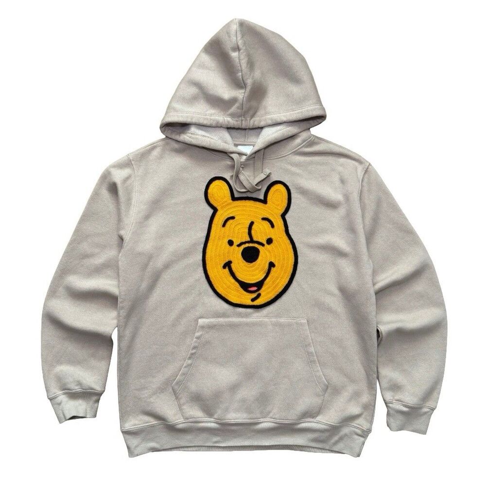 Disney Winnie the Pooh Sand Hoodie L Chenille Patch Embroidered Face